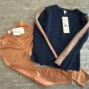Splendid Girls Sweater with Metallic Bronze Leggings